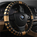 Man Hollow Anti-slip Glitter Car Steering Wheel Covers PU Leather 15 inch 38CM - Gold