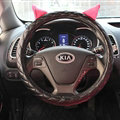 Personality Ears PU Leather Universal Car Steering Wheel Covers 15 inch - Black Rose