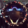 Personalized Love Print Car Steering Wheel Covers PU Leather Universal 15 inch - Black