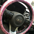 Personalized Plating Laser Leather Car Steering Wheel Covers 15 inch 38CM - Pink