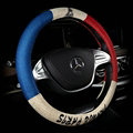 Personalized Printing Linen Auto Car Steering Wheel Covers 15 inch 38CM - Red Blue