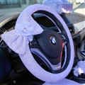 Princess Bowknot Lace Universal Car Steering Wheel Covers 15 inch 38CM - Purple