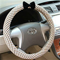 Swallow Gird Bowknot Flax Universal Car Steering Wheel Covers 15 inch 38CM - Coffee