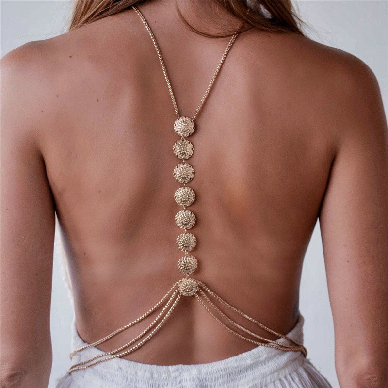 Bohemia Bikini Beach Alloy Sequins Waist Body Chains Dress Decro Necklace Jewelry - Gold