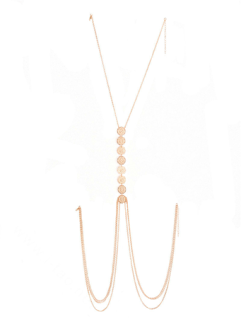 Bohemia Bikini Beach Alloy Sequins Waist Body Chains Dress Decro Necklace Jewelry - Gold