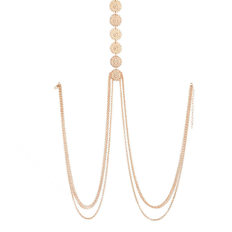 Bohemia Bikini Beach Alloy Sequins Waist Body Chains Dress Decro Necklace Jewelry - Gold