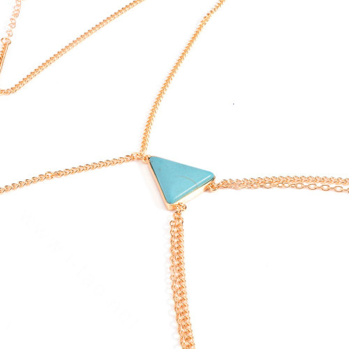 Bohemia Bikini Beach Belly Waist Body Chains Geometry Turquoise Necklace Jewelry - Gold