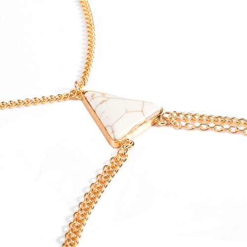Bohemia Bikini Beach Belly Waist Body Chains Geometry Turquoise Necklace Jewelry - White