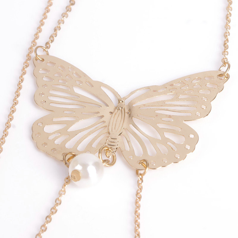 Butterfly 14K Crystal Waist Body Chains Bikini Beach Dress Decro Necklace Jewelry - Gold