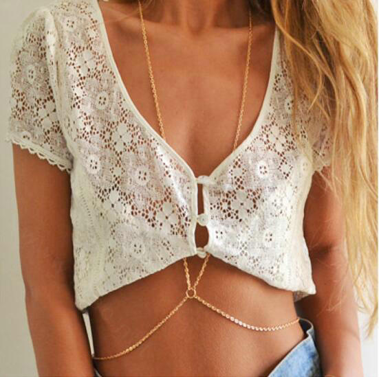 Calssic Bikini Beach Alloy Belly Waist Body Chains Dress Decro Necklace Jewelry - Sliver