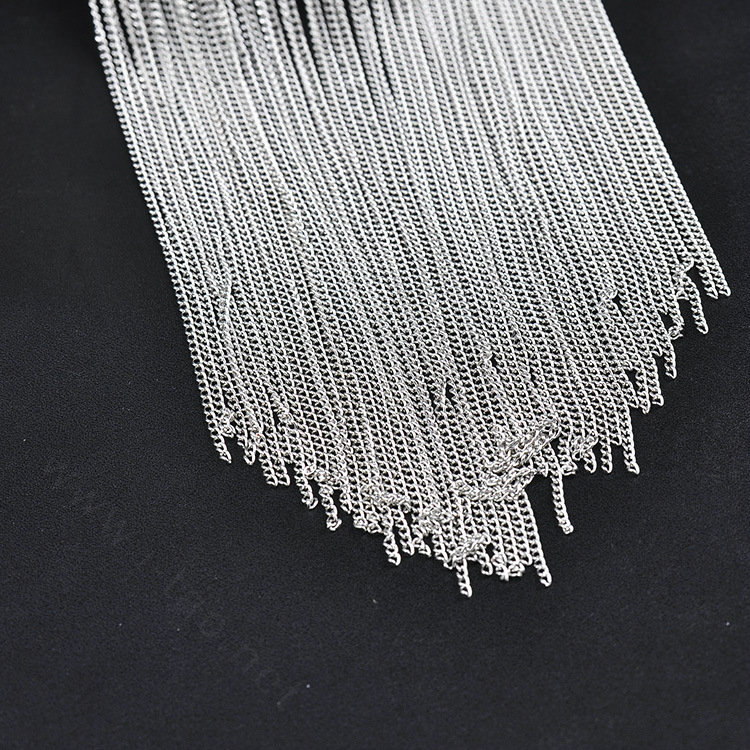 Calssic Metal Tassel Long Chunky Bib Necklace Punk Dress Decor Jewelry - Sliver