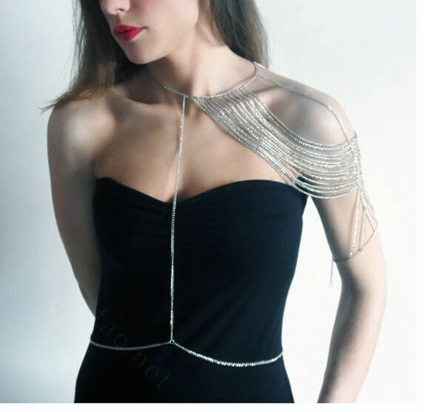 Calssic Multilayer Tassel Shoulder Necklace Showgirl Body Chains Jewelry - Gold