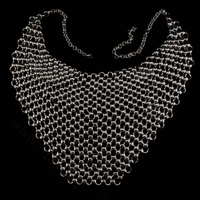 Exaggerated Heavy Metal Choker Pendant Maxi Necklace Sexy Bar Bikini Body Chains Accessories - Black