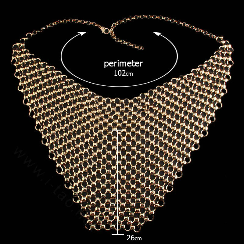 Exaggerated Heavy Metal Choker Pendant Maxi Necklace Sexy Bar Bikini Body Chains Accessories - Gold
