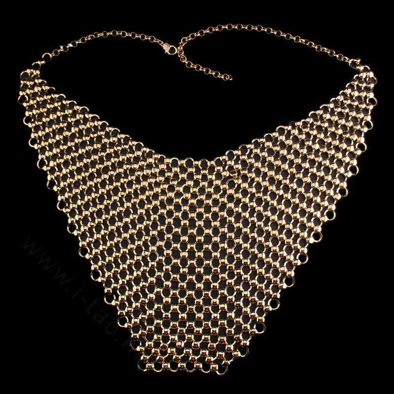 Exaggerated Heavy Metal Choker Pendant Maxi Necklace Sexy Bar Bikini Body Chains Accessories - Gold