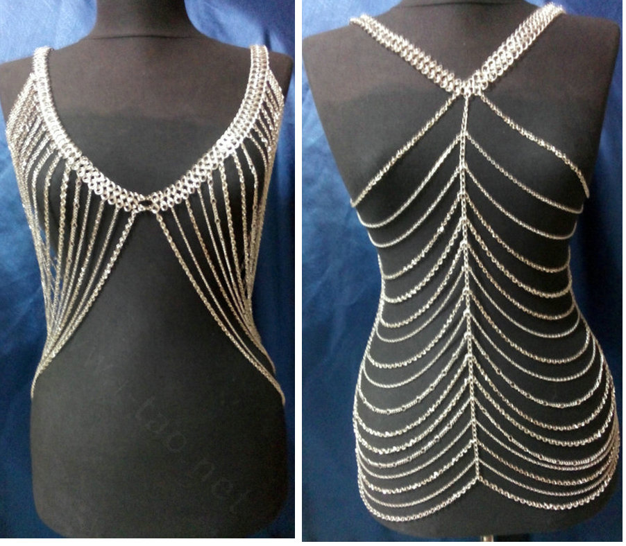 Fashion Body Belly Waist Chain Club Dance Multilayer Alloy Punk Long Necklace Jewelry - Gold