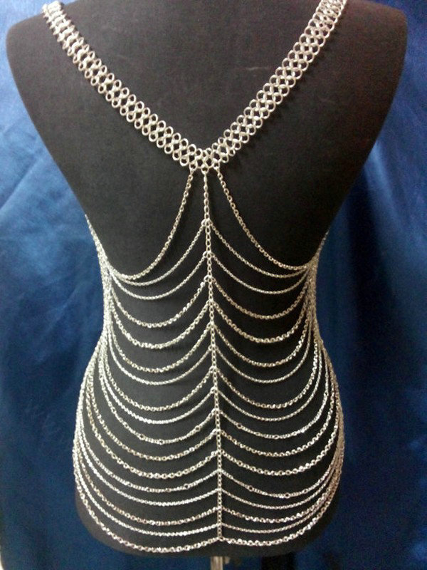 Fashion Body Belly Waist Chain Club Dance Multilayer Alloy Punk Long Necklace Jewelry - Gold