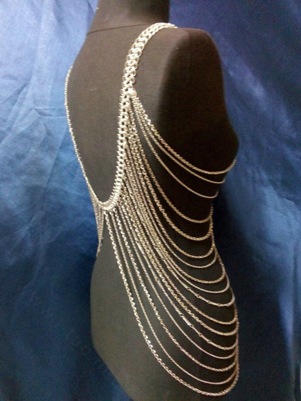 Fashion Body Belly Waist Chain Club Dance Multilayer Alloy Punk Long Necklace Jewelry - Gold