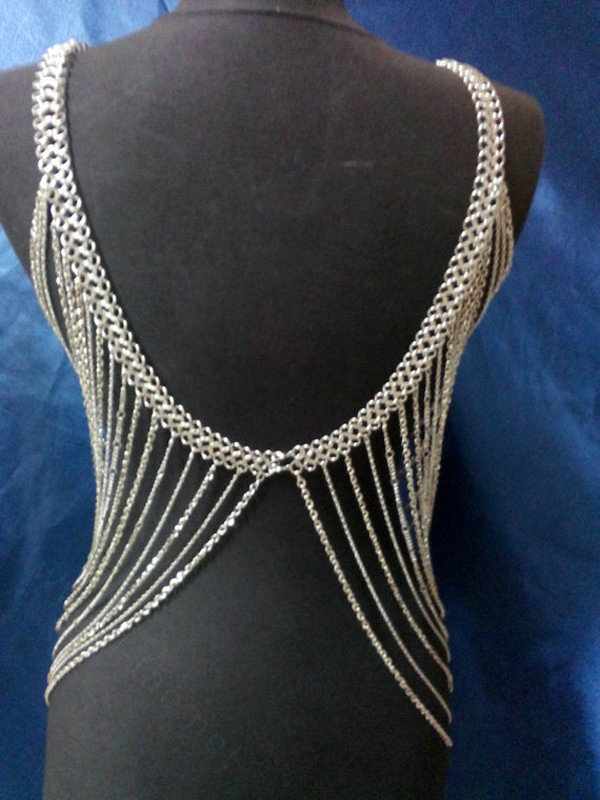 Fashion Body Belly Waist Chain Club Dance Multilayer Alloy Punk Long Necklace Jewelry - Sliver