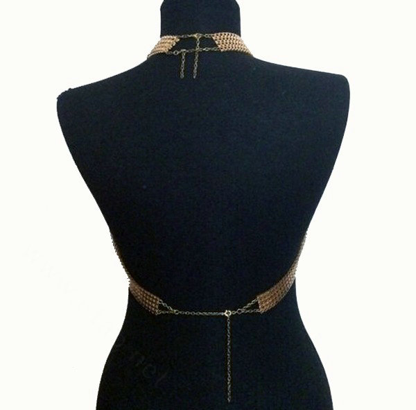 Fashion Body Chain Club Dance Tassel Alloy Punk Long Necklace Pendants Jewelry - Gold