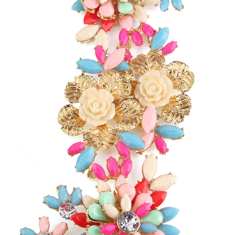 Fashion Crystal Flower Pendant Necklace Bikini Beach Dress Decro Body Chain Jewelry - Colour