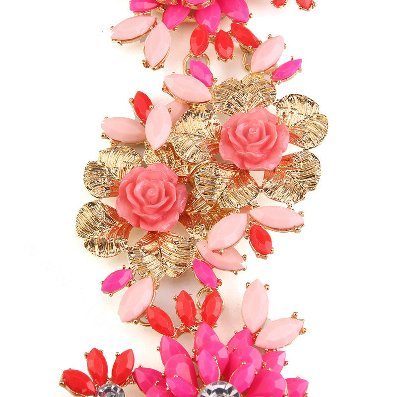 Fashion Crystal Flower Pendant Necklace Bikini Beach Dress Decro Body Chain Jewelry - Rose