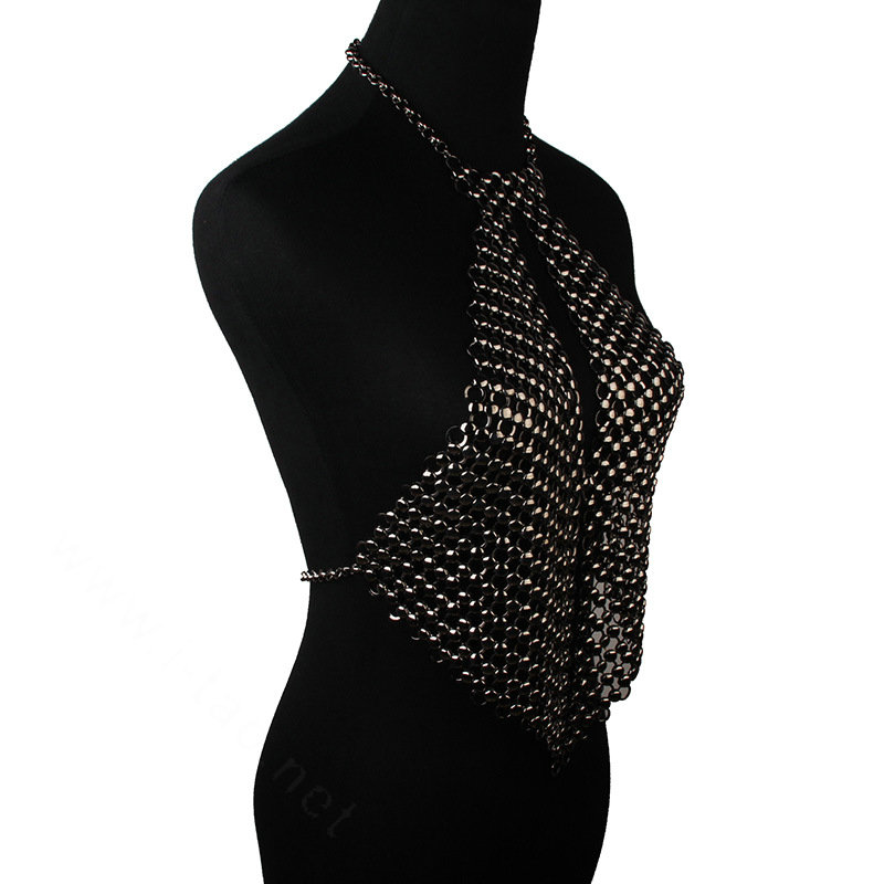 Fashion Heavy Metal Choker Pendant Maxi Necklace Sexy Bar Bikini Body Chains Accessories - Black