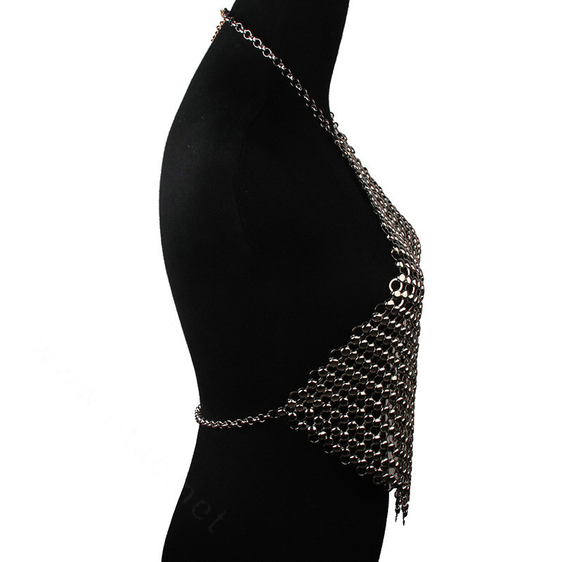 Fashion Heavy Metal Choker Pendant Maxi Necklace Sexy Bar Bikini Body Chains Accessories - Black