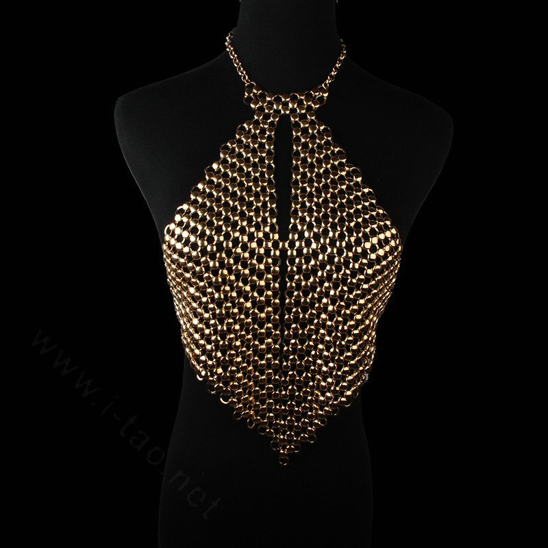 Fashion Heavy Metal Choker Pendant Maxi Necklace Sexy Bar Bikini Body Chains Accessories - Gold