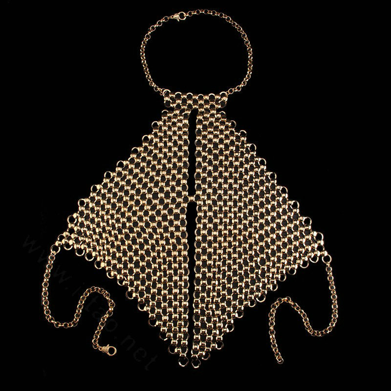 Fashion Heavy Metal Choker Pendant Maxi Necklace Sexy Bar Bikini Body Chains Accessories - Gold