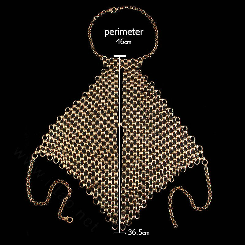 Fashion Heavy Metal Choker Pendant Maxi Necklace Sexy Bar Bikini Body Chains Accessories - Gold