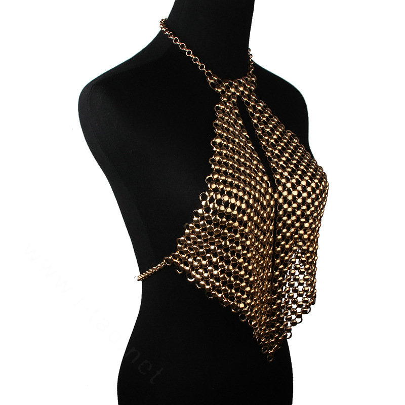 Fashion Heavy Metal Choker Pendant Maxi Necklace Sexy Bar Bikini Body Chains Accessories - Gold