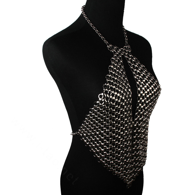 Fashion Heavy Metal Choker Pendant Maxi Necklace Sexy Bar Bikini Body Chains Accessories - Sliver
