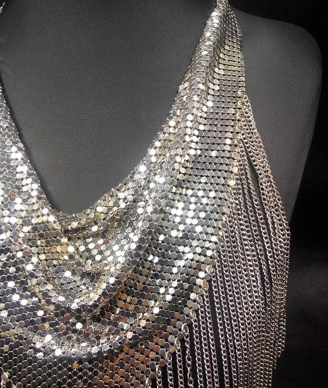 Fashion Triangle Tassel Collar Necklace Scarf Showgirl Dress Decor Jewelry - Sliver