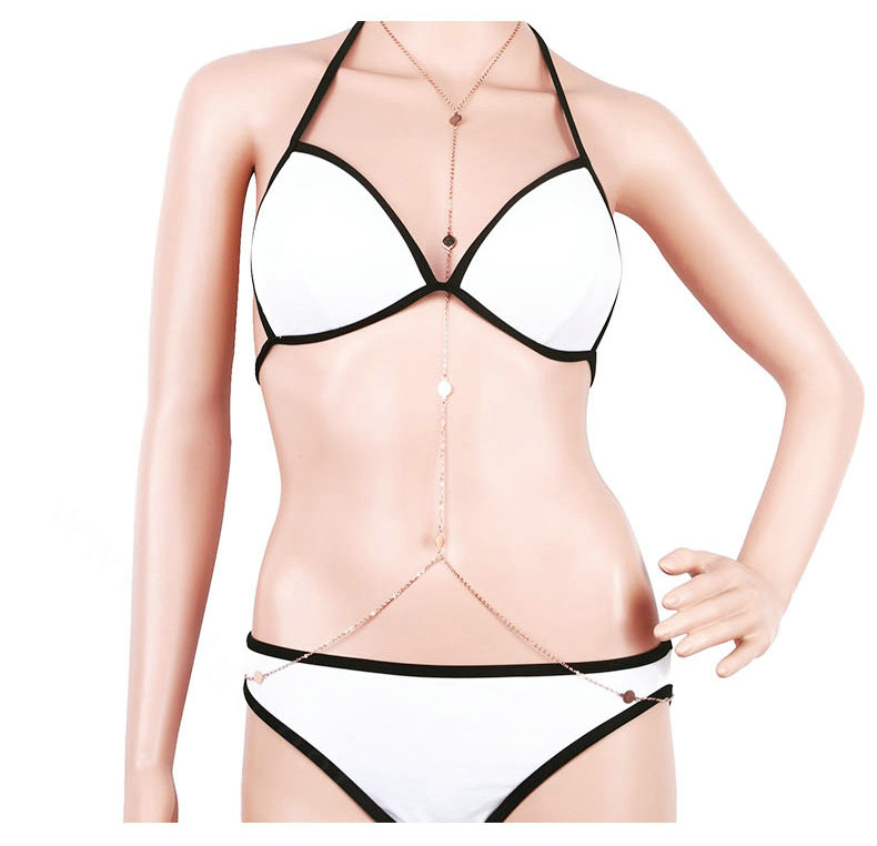 Hot sales Summer Circle Sexy Bikini Body Chains Dress Decro Necklace Jewelry - Gold