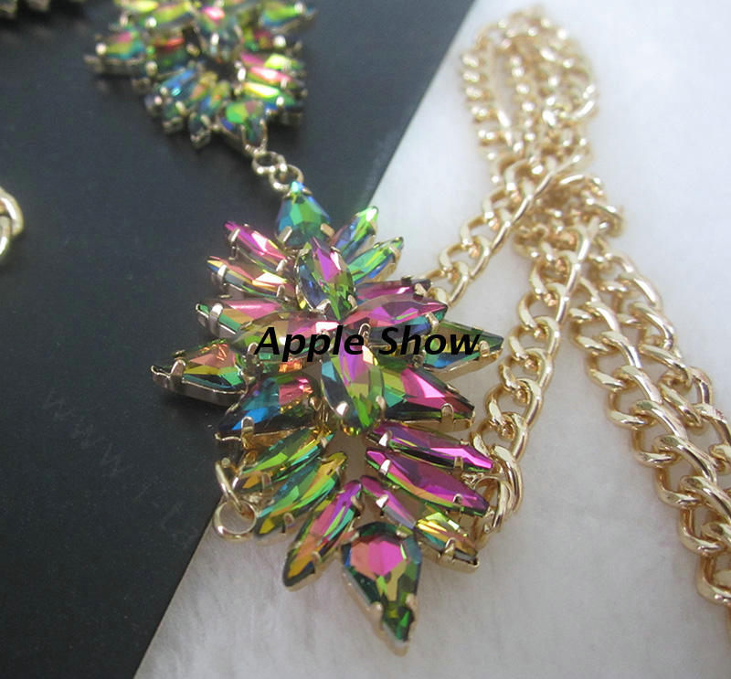 Luxury Banquet Diamonds Flower Belly Body Chain Bikini Beach Decro Necklace Jewelry - Colorful