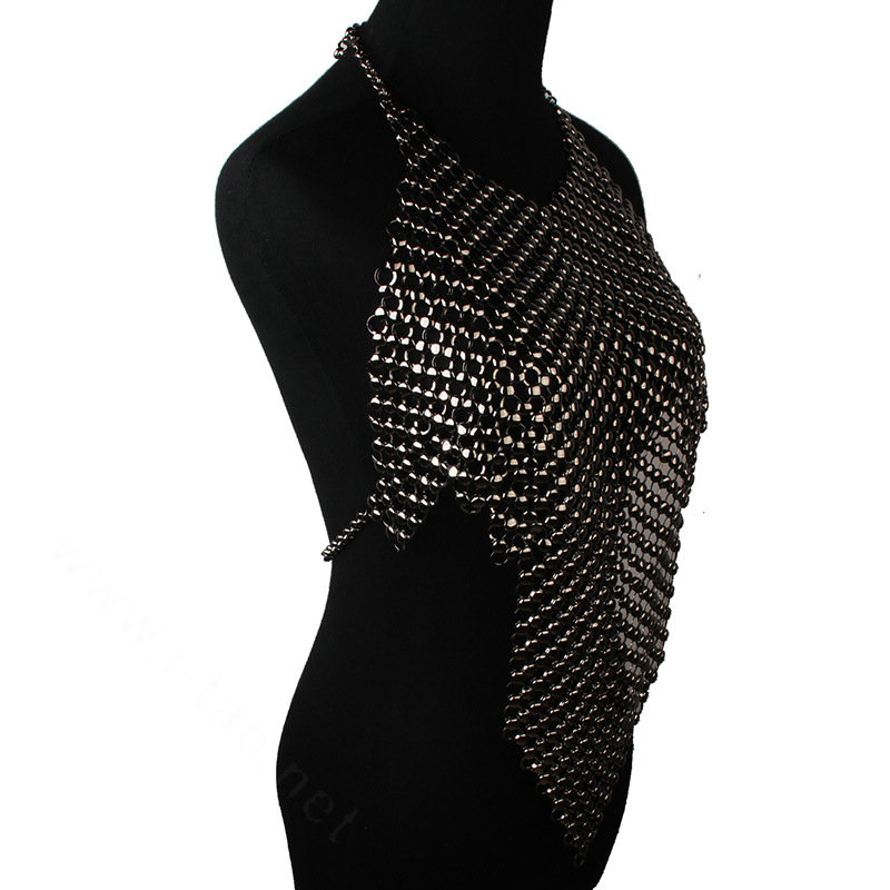 Luxury Heavy Metal Choker Pendant Maxi Necklace Sexy Bar Bikini Body Chains Accessories - Black