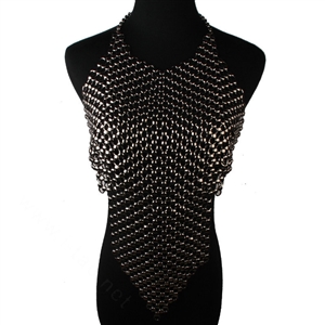 Luxury Heavy Metal Choker Pendant Maxi Necklace Sexy Bar Bikini Body Chains Accessories - Black