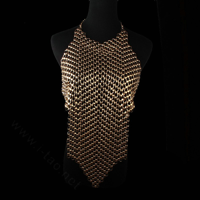 Luxury Heavy Metal Choker Pendant Maxi Necklace Sexy Bar Bikini Body Chains Accessories - Gold