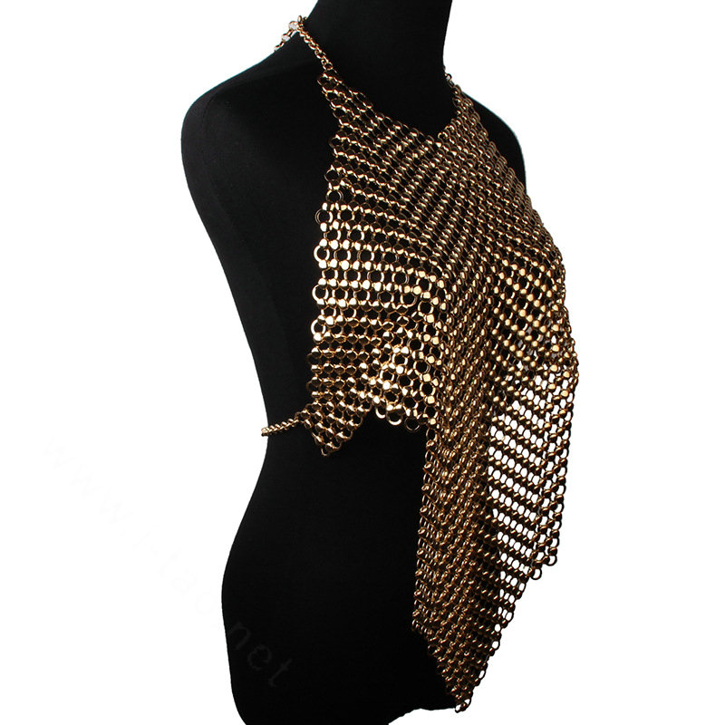 Luxury Heavy Metal Choker Pendant Maxi Necklace Sexy Bar Bikini Body Chains Accessories - Gold