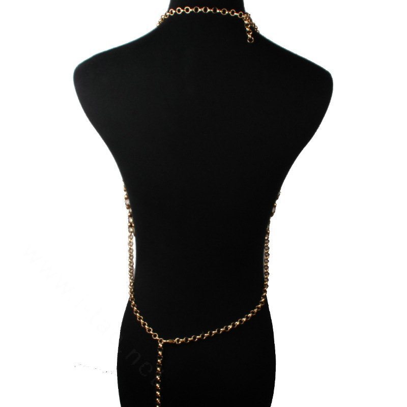 Luxury Heavy Metal Choker Pendant Maxi Necklace Sexy Bar Bikini Body Chains Accessories - Gold