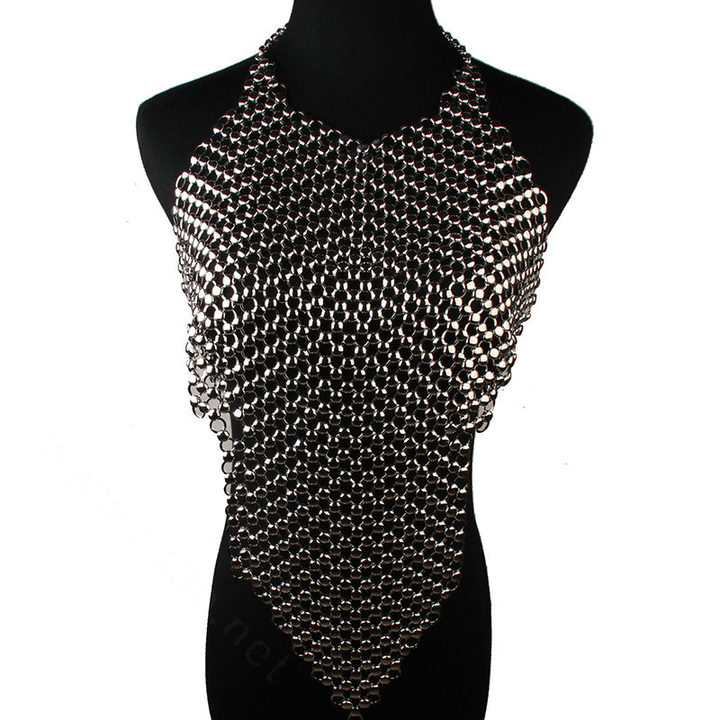 Luxury Heavy Metal Choker Pendant Maxi Necklace Sexy Bar Bikini Body Chains Accessories - Sliver