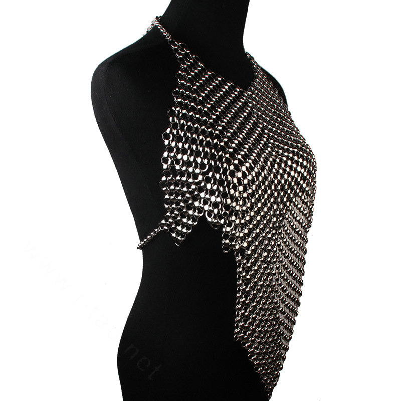 Luxury Heavy Metal Choker Pendant Maxi Necklace Sexy Bar Bikini Body Chains Accessories - Sliver