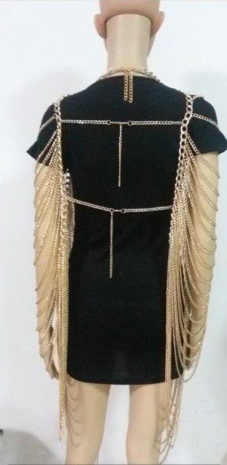 Luxury Multilayer Full Body Chain Nightclub Showgirl Tassel Long Shoulder Necklace Jewelry - Sliver