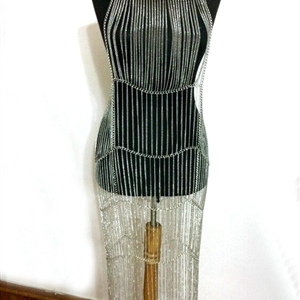 Luxury New Full Body Chain Long Tassel Metal Necklaces Showgirl Dress Decro Jewelry - Sliver