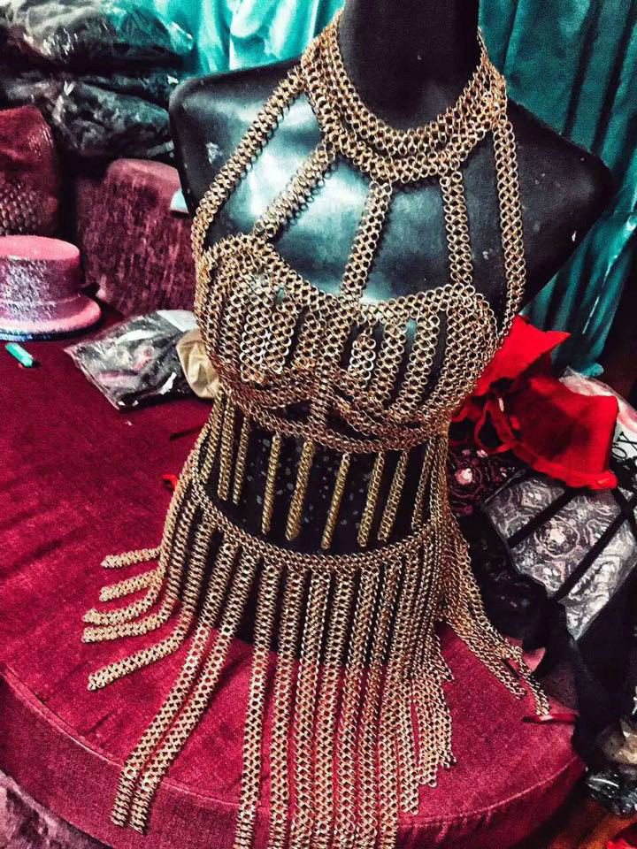 Luxury Tassel Alloy Long Necklaces Nightclub Showgirl Full Body Chains Belly Jewelry - Gold