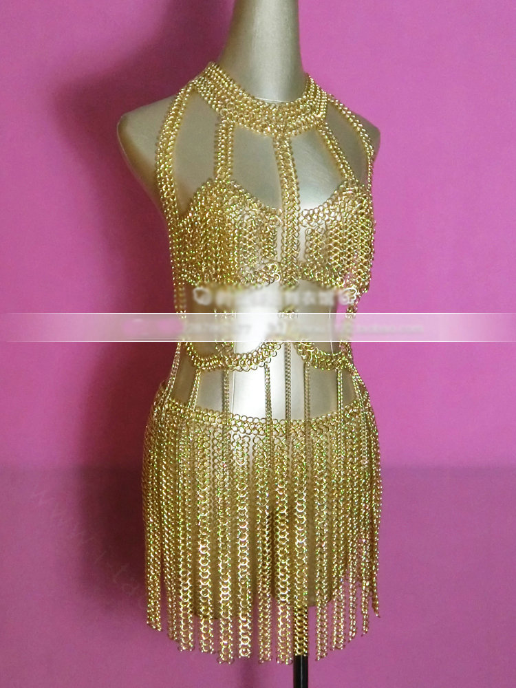 Luxury Tassel Alloy Long Necklaces Nightclub Showgirl Full Body Chains Belly Jewelry - Sliver