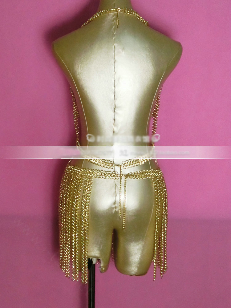 Luxury Tassel Alloy Long Necklaces Nightclub Showgirl Full Body Chains Belly Jewelry - Sliver