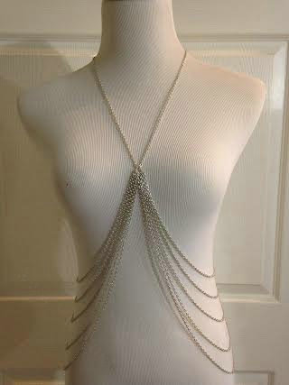 Multilayer Tassel Body Chains Harness Bikini Beach Dress Decro Necklace Jewelry - Sliver