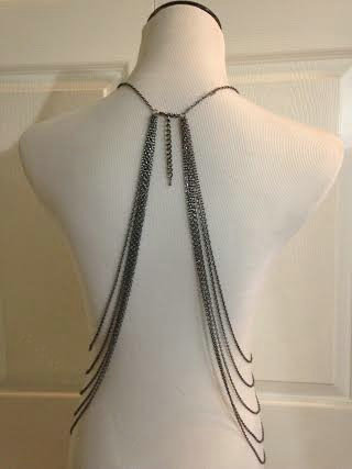 Multilayer Tassel Body Chains Harness Bikini Beach Dress Decro Necklace Jewelry - Sliver